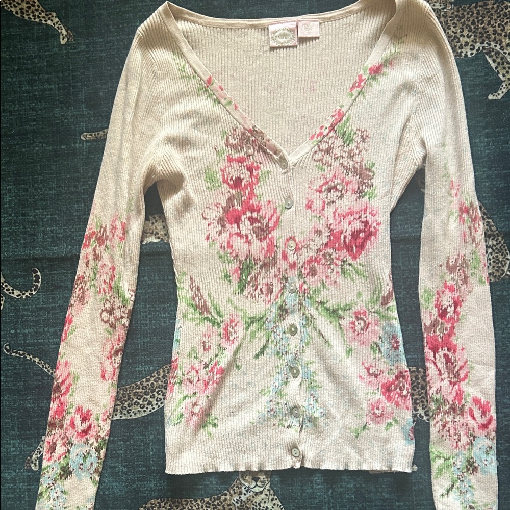 Floral V-Neck Button-Up Cardigan
